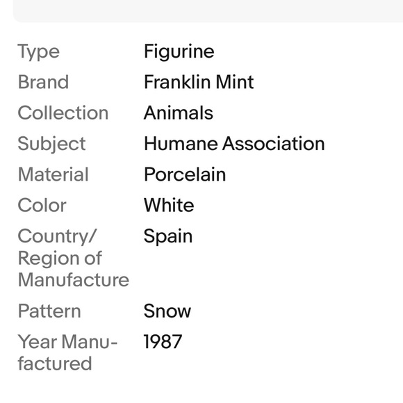 VTG Seal Snow Pup 1987 Franklin Mint Official Humane Society Figurine - Picture 7 of 7